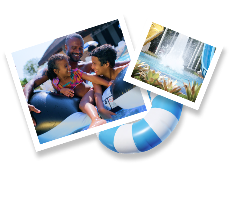 Imagens do complexo aquático, uma das experiências oferecidas pelo Aguativa Golf Resort.