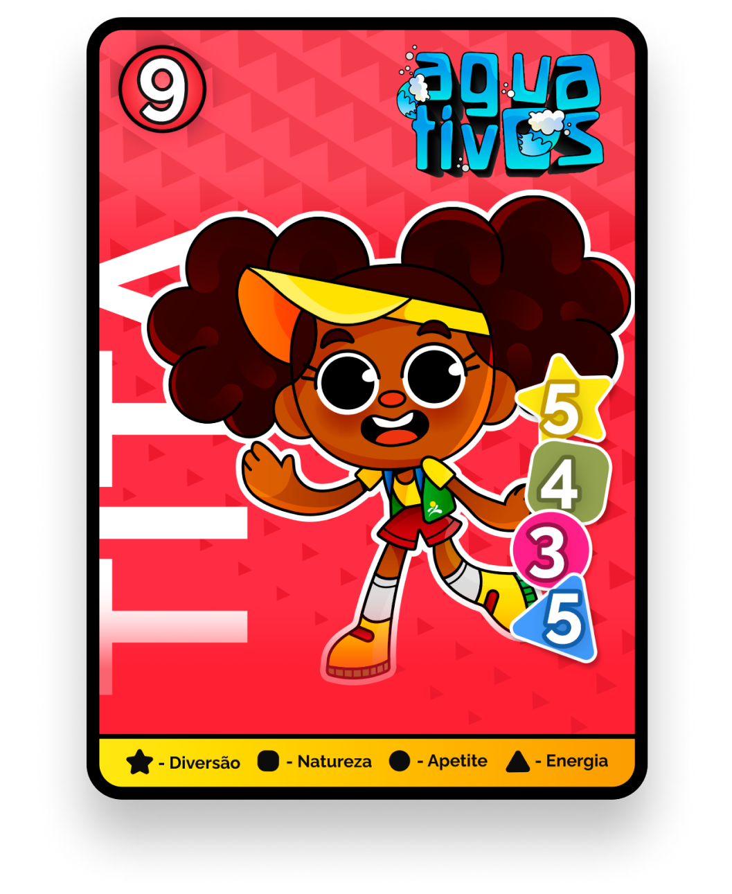 Imagem de uma carta com a personagem Tita, dos Aguativos.