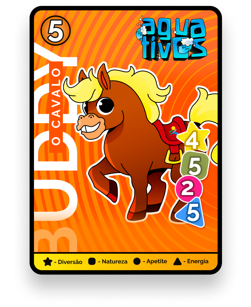 Imagem de uma carta com o personagem Buddy, dos Aguativos.