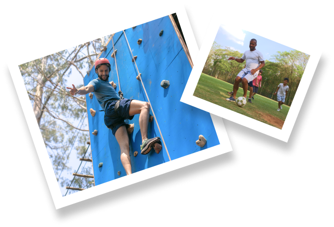 Imagens das atividades de esporte e aventura que são experiências oferecidas pelo Aguativa Golf Resort.