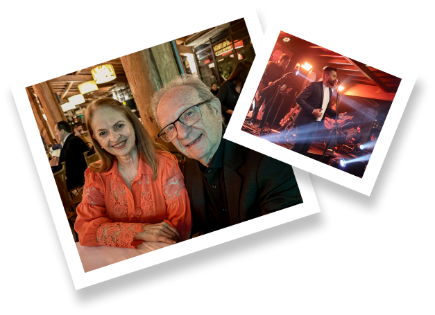 Imagens que mostram a experiência dos jantares com música ao vivo para a melhor idade no Aguativa Golf Resort.